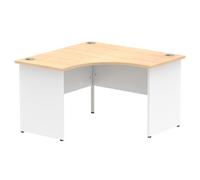 Impulse Bench 1200mm Corner Office Desk Maple Top White Panel End Leg