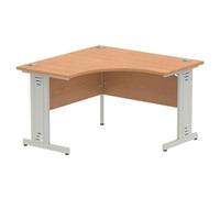 Impulse 1200mm Corner Desk Oak Top Silver Cable Managed Leg