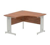 Impulse Corner Desk 1200mm – Walnut Top, Silver Cable-Managed Leg