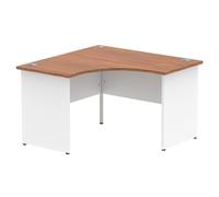 Impulse Bench 1200mm Corner Office Desk Walnut Top White Panel End Leg