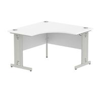 Impulse 1200mm Corner Desk White Top Silver Cable Managed Leg