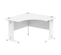 Impulse Corner Desk 1200mm – White top, cable-managed leg