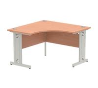 Impulse 1200mm Corner Office Desk Beech Top Silver Cable Managed Leg