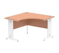 Impulse 1200mm Corner Office Desk Beech Top White Cable Managed Leg
