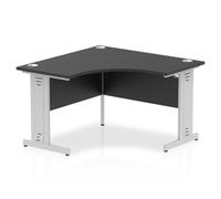 Impulse 1200mm Corner Office Desk Black Top Silver Cable Managed Leg