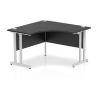 Impulse 1200mm Corner Office Desk Black Top Silver Cantilever Leg