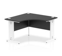 Impulse 1200mm Corner Office Desk Black Top White Cable Managed Leg