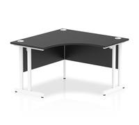 Impulse 1200mm Corner Office Desk Black Top White Cantilever Leg