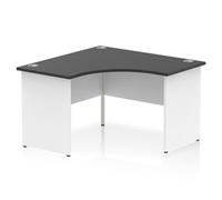 Impulse 1200mm Corner Office Desk Black Top White Panel End Leg