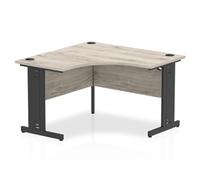 Impulse 1200mm Corner Office Desk Grey Oak Top Black Cable Managed Leg