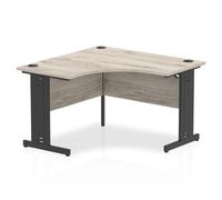 Impulse 1200mm Corner Office Desk Grey Oak Top Black Cable Managed Leg