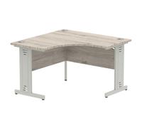 Impulse 1200mm Corner Office Desk Grey Oak Top Silver Cable Managed Leg