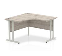 Impulse 1200mm Corner Office Desk Grey Oak Top Silver Cantilever Leg