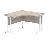 Impulse 1200mm Corner Office Desk Grey Oak Top White Cantilever Leg