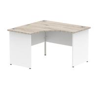 Impulse 1200mm Corner Office Desk Grey Oak Top White Panel End Leg