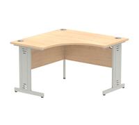 Impulse 1200mm Corner Office Desk Maple Top Silver Cable Managed Leg