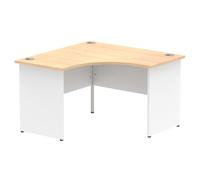 Impulse 1200mm Corner Office Desk Maple Top White Panel End Leg