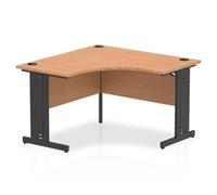 Impulse 1200mm Corner Office Desk Oak Top Black Cable Managed Leg