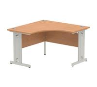 Impulse 1200mm Corner Office Desk Oak Top Silver Cable Managed Leg