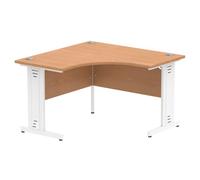 Impulse 1200mm Corner Office Desk Oak Top White Cable Managed Leg