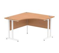 Impulse 1200mm Corner Office Desk Oak Top White Cantilever Leg