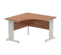 Impulse 1200mm Corner Office Desk Walnut Top Silver Cable Managed Leg