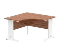 Impulse 1200mm Corner Office Desk Walnut Top White Cable Managed Leg