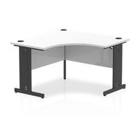 Impulse 1200mm Corner Office Desk White Top Black Cable Managed Leg