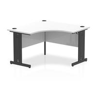 Impulse 1200mm Corner Office Desk White Top Black Cable Managed Leg