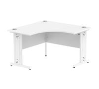 Impulse 1200mm Corner Office Desk White Top White Cable Managed Leg