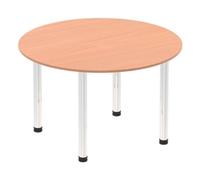Impulse 1200mm Round Table Beech Top Chrome Post Leg