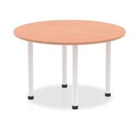 Impulse 1200mm Round Table Beech Top White Post Leg