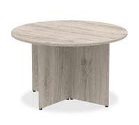 Impulse 1200mm Round Table Grey Oak Top Arrowhead Leg