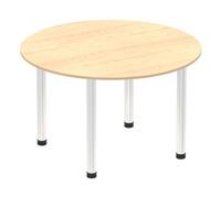 Impulse 1200mm Round Table Maple Top Chrome Post Leg