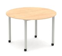 Impulse 1200mm Round Table Maple Top Silver Box Frame Leg with Castors