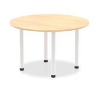 Impulse 1200mm Round Table Maple Top White Post Leg
