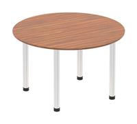 Impulse 1200mm Round Table Walnut Top Chrome Post Leg