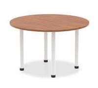 Impulse 1200mm Round Table Walnut Top White Post Leg