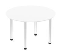 Impulse 1200mm Round Table White Top Chrome Post Leg