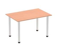 Impulse Impulse 1200mm Straight Table Beech Top Brushed Aluminium Post Leg I0036