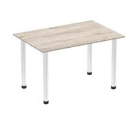 Impulse Impulse 1200mm Straight Table Grey Oak Top Chrome Post Leg I003615