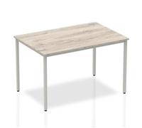Impulse 1200mm Straight Table Grey Oak Top Silver Box Frame Leg I003260