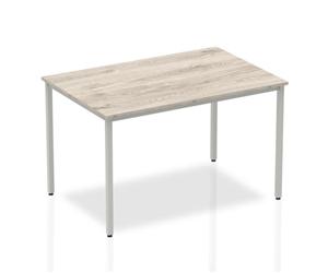Impulse 1200mm Straight Table Grey Oak Top Silver Box Frame Leg