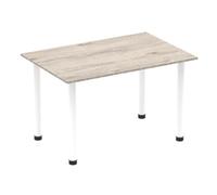 Impulse Impulse 1200mm Straight Table Grey Oak Top White Post Leg I003711