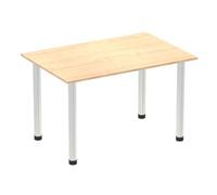 Impulse 1200mm Straight Table Maple Top Brushed Aluminium Post Leg