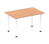Impulse Bench 1200mm Straight Table Oak Top White Post Leg