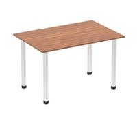 Impulse 1200mm Straight Table Walnut Top Chrome Post Leg