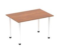 Impulse Bench 1200mm Straight Table Walnut Top White Post Leg
