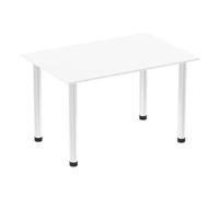 Impulse 1200mm Straight Table White Top Chrome Post Leg