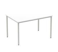 Impulse 1200mm Straight Table White Top Silver Box Frame Leg